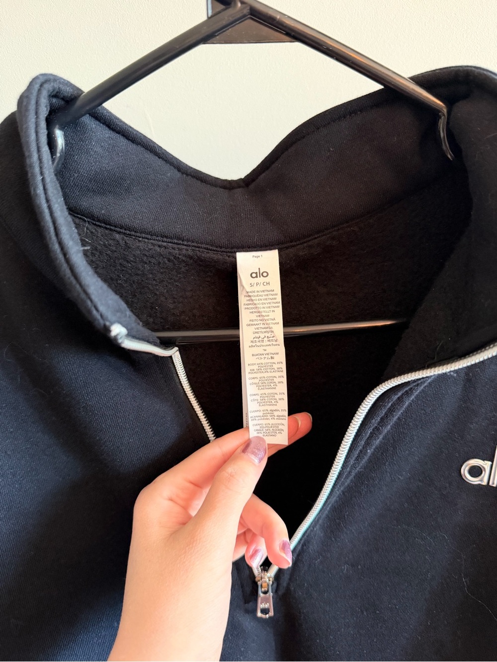 Alo Yoga Black Half-Zip Oversized Pullover Sweatshirt – Size Small - Picture 8 of 8